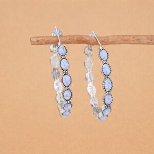 Southwest Style White Turquoise Hoop Earrings